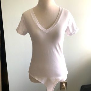 White V-neck Tee Bodysuit NWOT